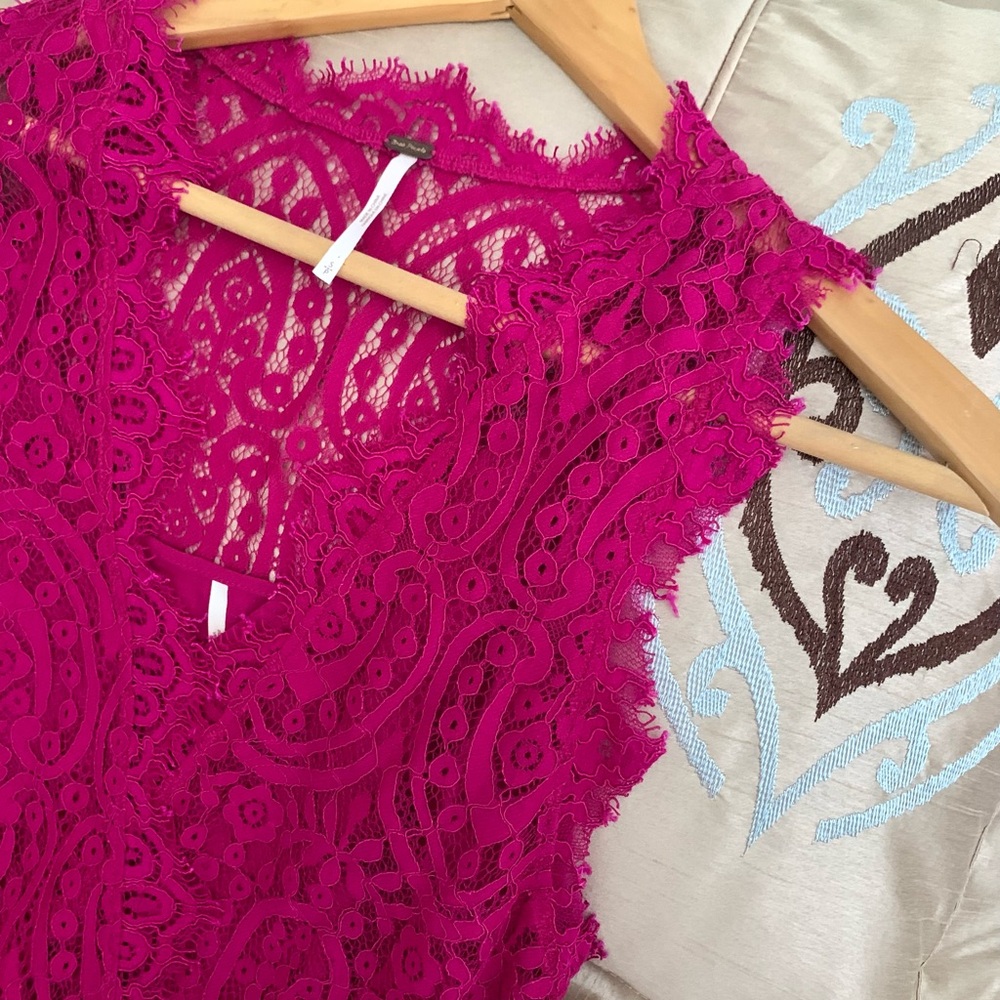 Free People Fuchsia Pink Orchid Lace Dress